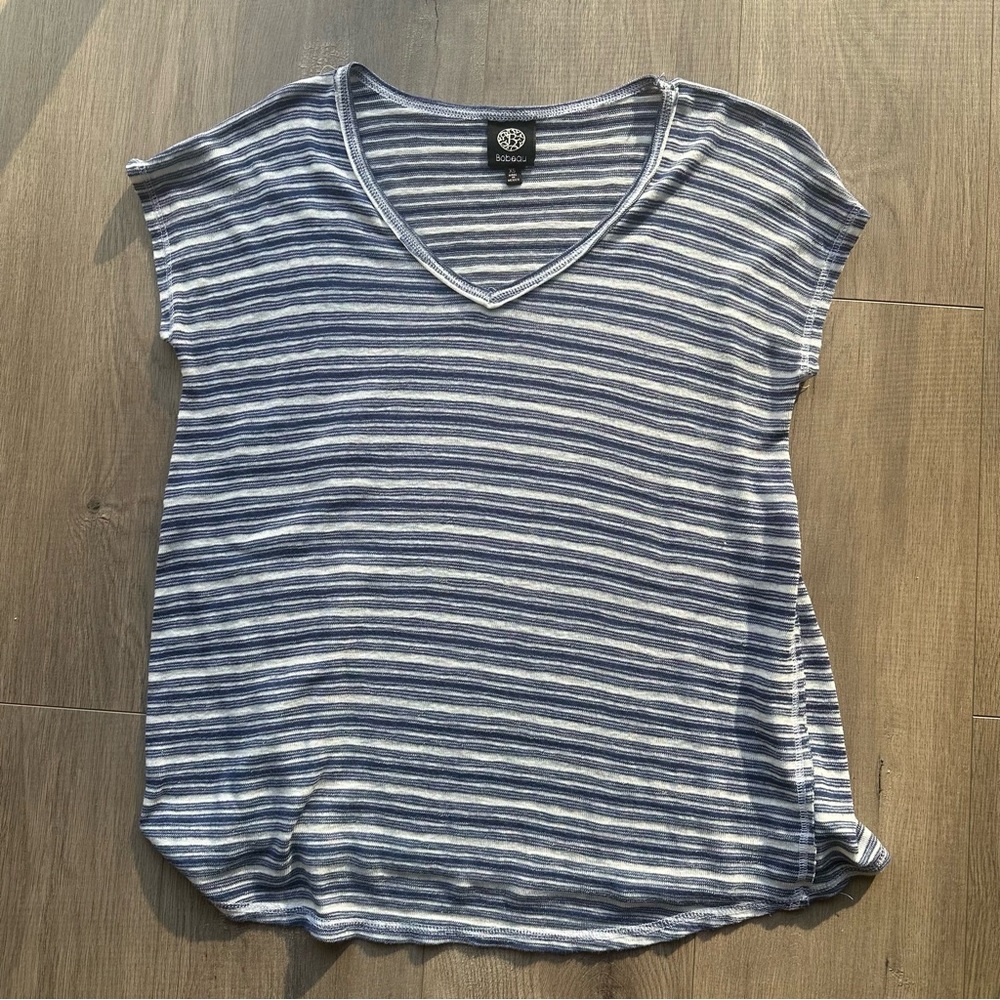 Bobeau blue and white stripe top - size XS